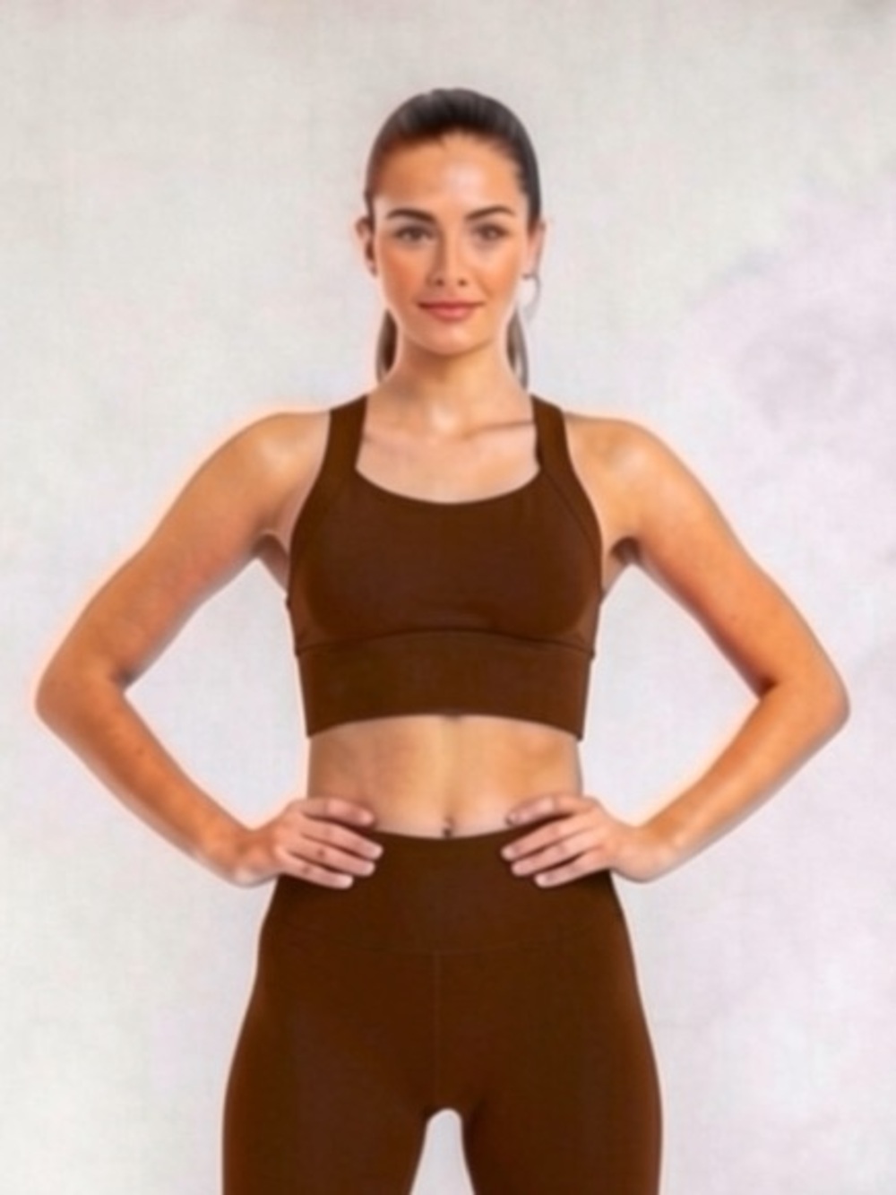 Women’s Seamless Sports Bra W/Crisscross Back Brown High Impact Size-XXL NIB